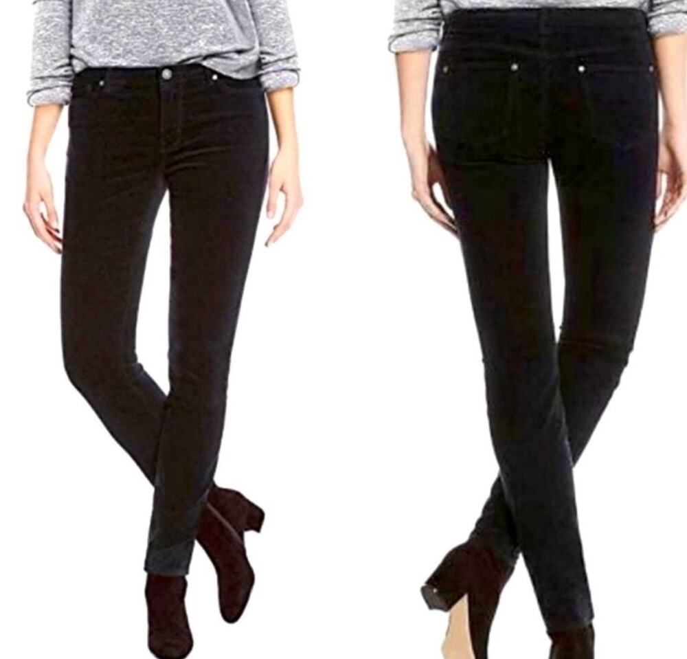 Buffalo David Bitton Black Velvet Mid-Rise Skinny Pants Size 10